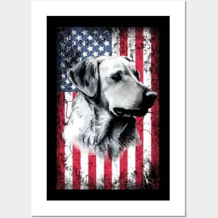 Patriotic Labrador American Flag Posters and Art